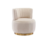 Swivel Chair 360° Round Velvet Barrel - Beige