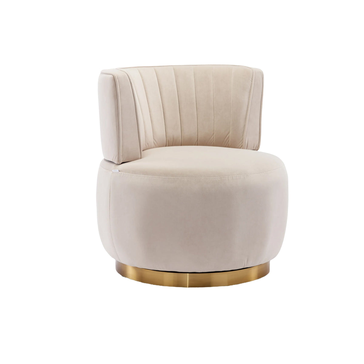 Swivel Chair 360° Round Velvet Barrel - Beige