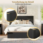 Modern Bed with Hydraulic Lift & Storage, 140x200 cm - Black