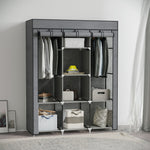 Fabric Wardrobe, 8 Tiers, Clothes Rails, Non-Woven Fabric, Dark Grey