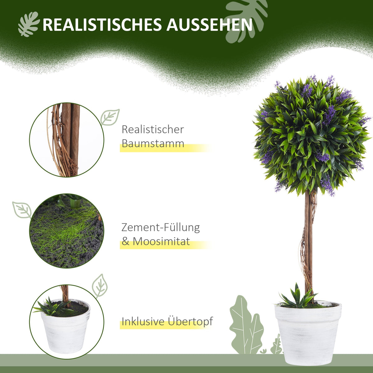 Artificial Lavender Plant, 60cm Potted Houseplant Set of 2, Indoor/Outdoor Use