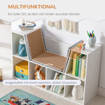 Children's Shelf Bookcase, 6 Compartments, Toy Box, White+Gray