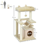Cat Tree, Scratching Post, Perch, Hammock, Cream