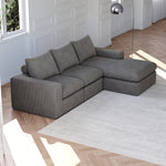 Boneless Couch with Chaise, L-shaped Modern Upholstered Corduroy