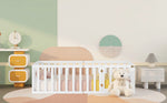 Children's Bed 90x200 Wooden Frame with Railing & Door, White