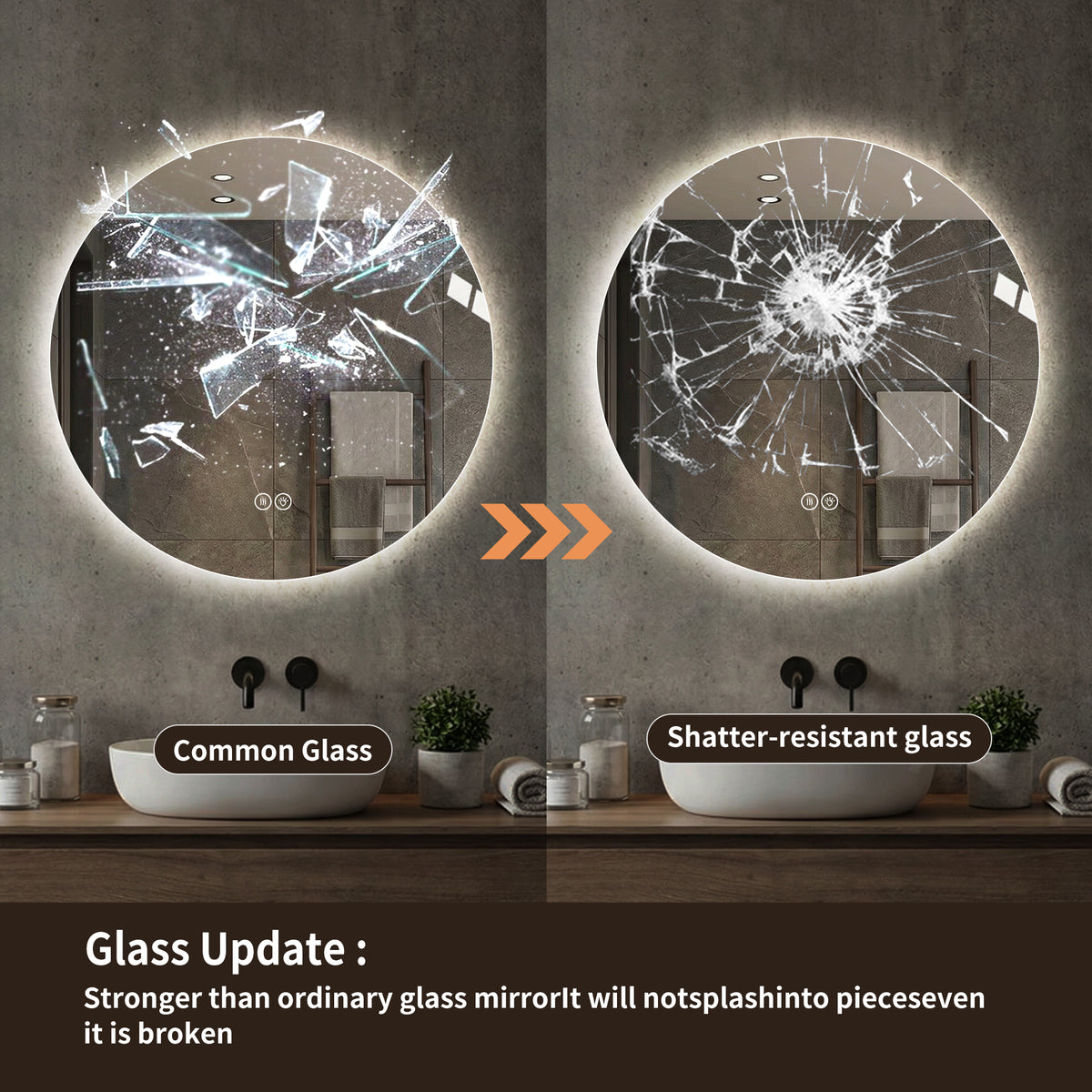 Round LED Bathroom Mirror 70 cm - Anti-Fog Dimmable HD Silver Glass