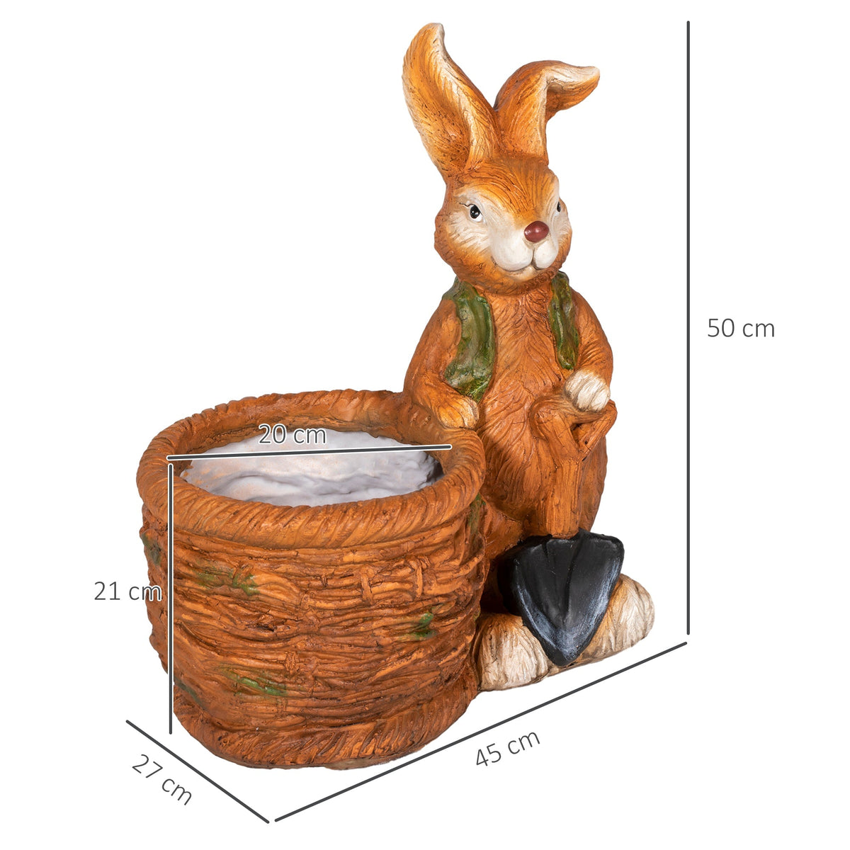 Flowerpot Rabbit Wicker Basket Herb Pot with Drainage Hole MgO