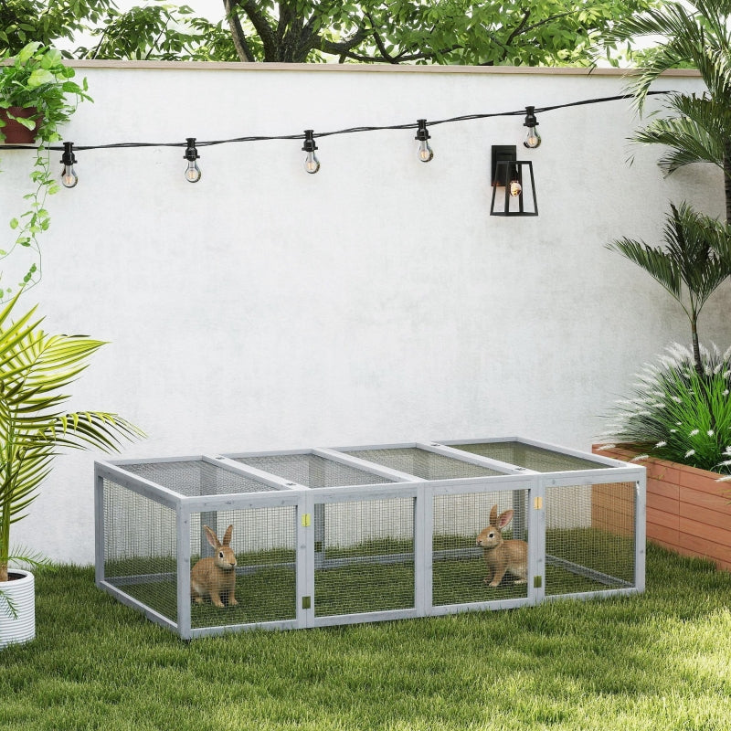 Small Animal Hutch, Outdoor Enclosure, Fir Wood, Grey