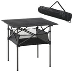 Camping Table Foldable Portable Lightweight Mesh Bag, Aluminum Black