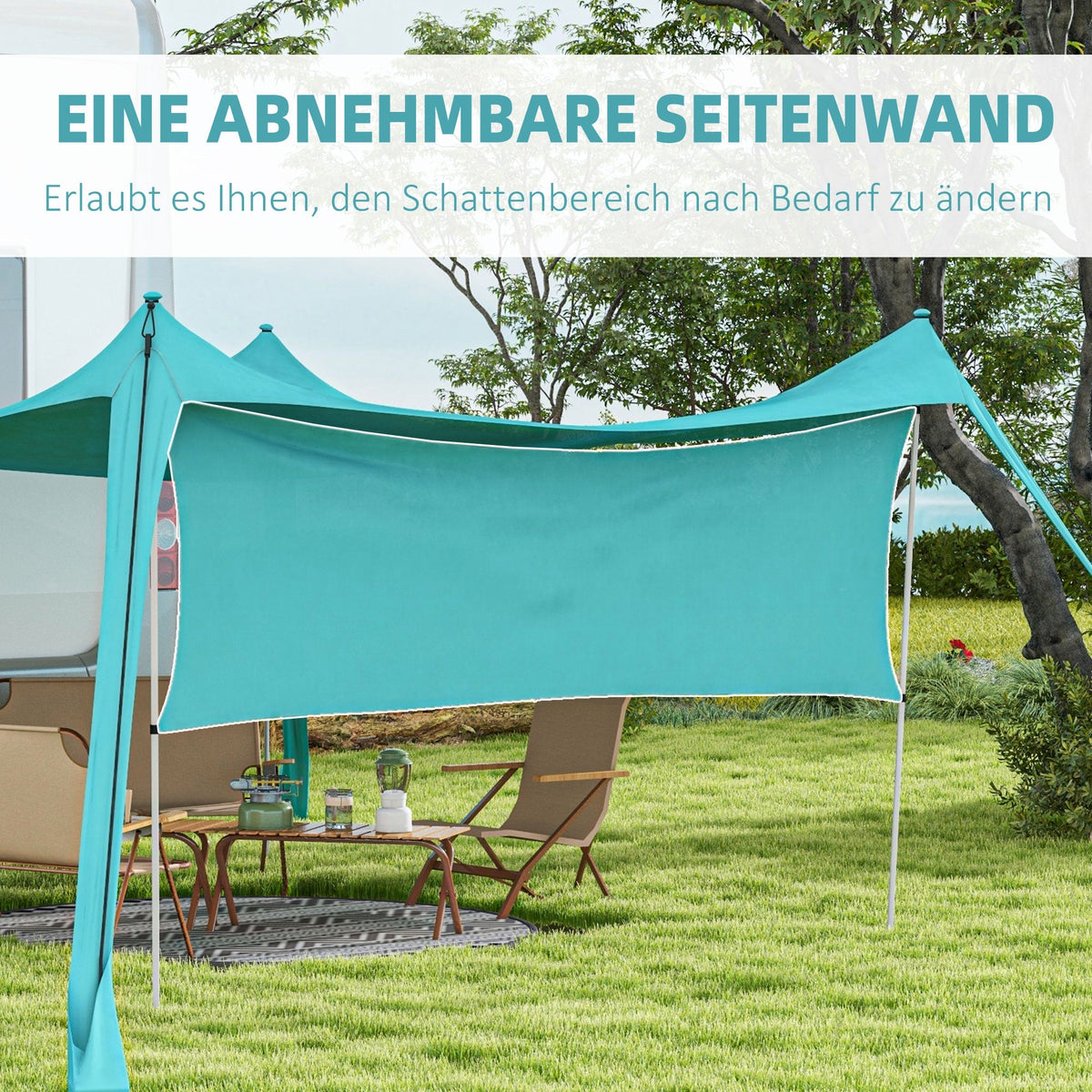 Sunshade Canopy, Waterproof 3x3x2m, Steel Poles, Fabric