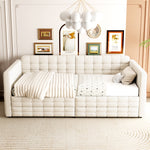 Upholstered Sofa Bed 90x190 with Storage & Drawers in Beige Velvet