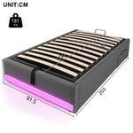 Upholstered Bed 90x200cm Hydraulic Storage with LED & USB/Type-C Ports Grey