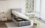 Children's Bed 90x200cm, Hydraulic Storage, Adjustable Headboard, Velvet Grey