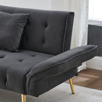 Sofa Bed, Two-Seater Multifunctional with Adjustable Backrest & Armrests, Velour