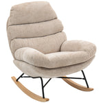 Rocking Chair, Upholstered with Steel Legs and Wooden Runners, Cream White