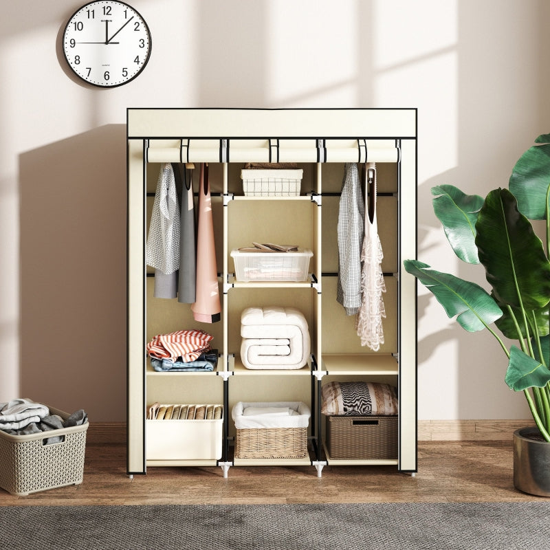 Fabric Wardrobe, Folding, 8 Tiers, Cream White
