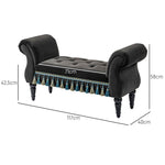 Upholstered Bench, Storage Armrest Wooden Legs, Dark Grey