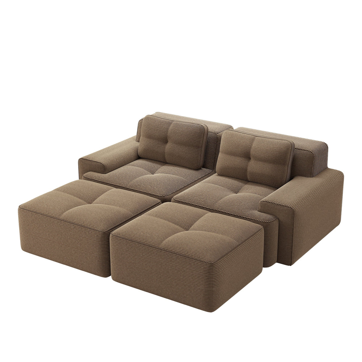 Cloud Modular Sofa U-Shaped Ottoman 2-Seater Deep Seat - Corduroy Brown