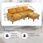 Sofa, 4-Seater with Footstool, Storage & Cupholder, Velvet