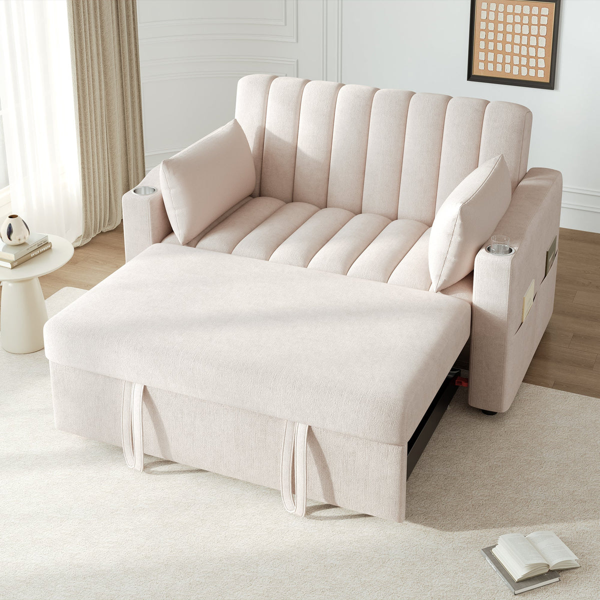 Multifunctional Sofa Sleeper Double Adjustable Backrest Drink Holder Cushions