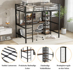 Loft Bed with Desk & Shelves 90x200cm - Black & Dark Wood