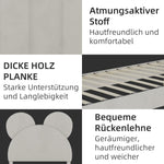 Upholstered Bed, Modern Minimalist Cartoon-Themed Headboard, 140x200 cm, Beige