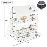 Children's Bunk Bed with Roof, Windows & Drawers, White Pine