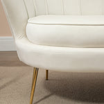 2-Seater Sofa Loveseat Upholstered Armrests Velvet Cream
