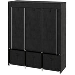 Fabric Wardrobe, Folding, 3 Drawers, Black