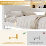 Children's Storage Daybed 90x200cm with LED & USB Ports in White
