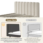Upholstered Double Bed with Hydraulic Storage and Slatted Frame, 160x200cm, White Bouclé