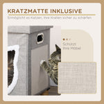 Cat Cave Ottoman, Cushion, Scratching Mat, Grey Polyester