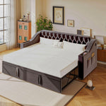 Upholstered Sofa Bed with USB & Storage, Dark Grey Velvet