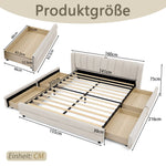 Double Bed 140x200cm Storage USB Port Chenille Beige