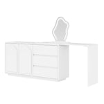 Dressing Table with LED Mirror & Extendable Tabletop, White