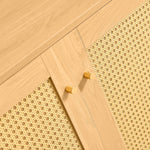 Modular Storage Cabinet Sideboard, 3-Door Rattan Rustic 180cm, Natural Wood Look
