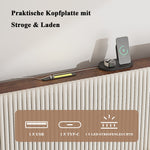 Bed Frame 180x200 Upholstered Platform Wing Headboard Metal Slats Fabric
