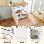 Chest of Drawers, High-Gloss Sideboard 2 Doors 3 Drawers, LED, White