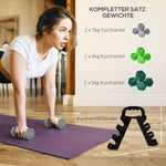 Dumbbell Set 6-Piece Hexagon with Stand, 2x3kg/2x4kg/2x5kg Weights, Grey+Green+Turquoise