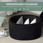 Bench Upholstered Modern Storage Oval Shape, Velvety Polyester Black