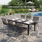 Aluminum Garden Table Weatherproof Wood-Plastic Composite Black
