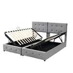 Upholstered Bed 180x200 cm, Hydraulic Storage Multifunctional Double, Velvet Grey
