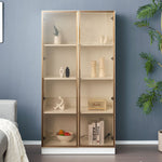 Glass Display Cabinet, 16-Color LED Lighting, Movable Shelves, 80x40x160cm, Freestanding, Glass