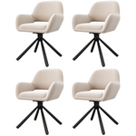 Swivel Dining Chair Set of 4 with Handrails, Modern and Simple, Beige Velvet