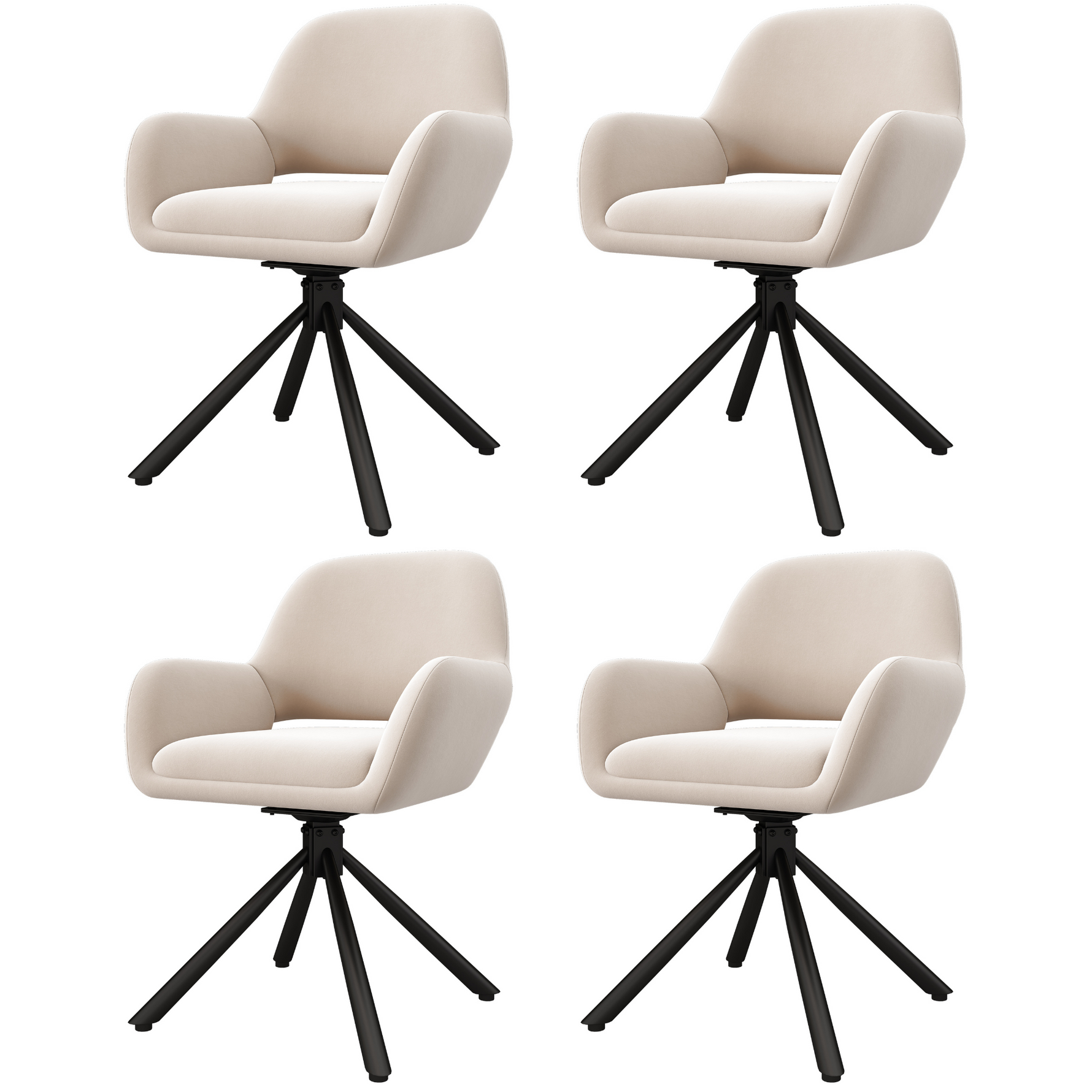 Dining Room Set with Extendable Storage Table and 4 Velvet Chairs, White