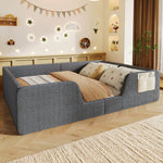 Upholstered Bed 140x190cm with Safety Rails, Grey Velvet