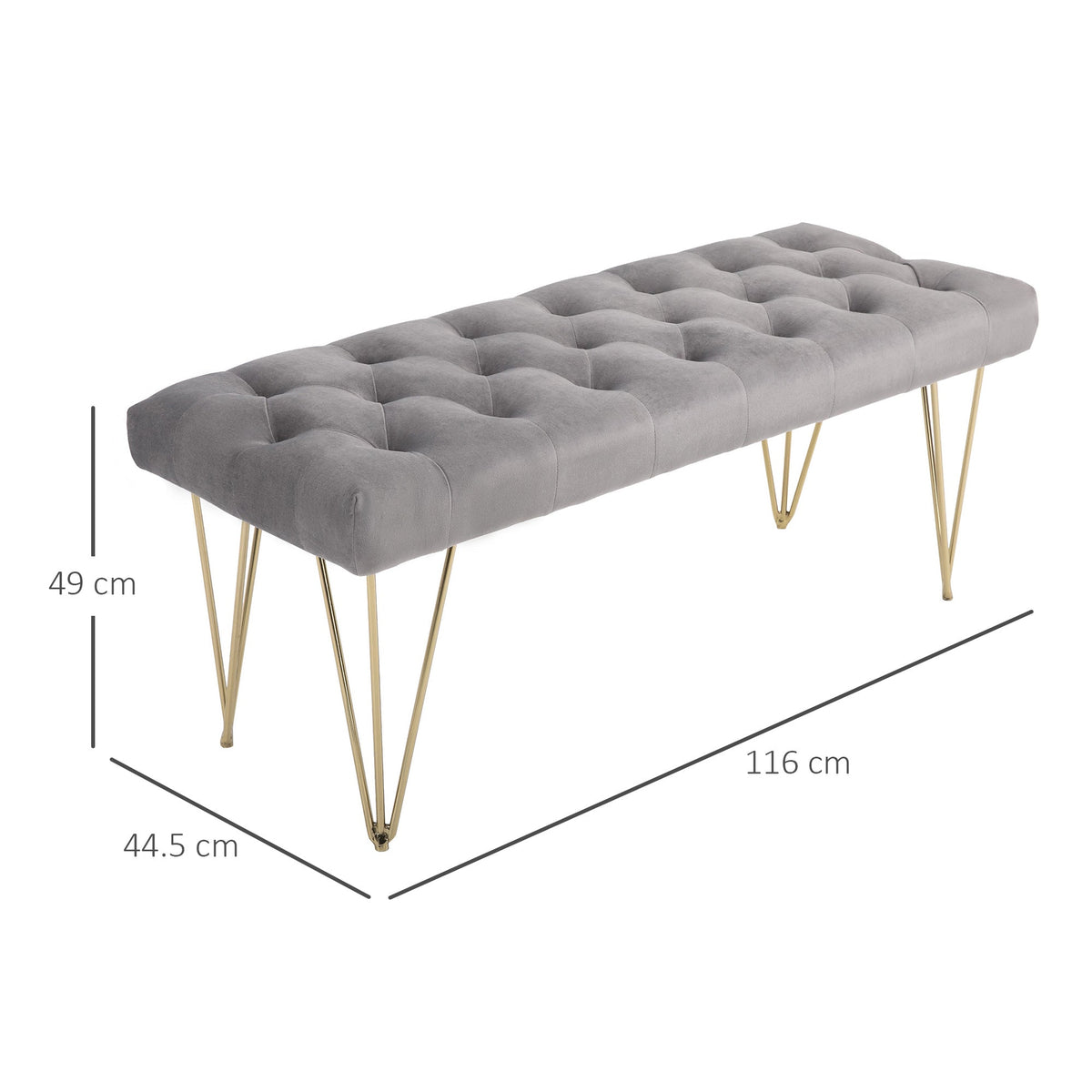 Shoe Bench, Velvet Cover, Entrance Area, Grey