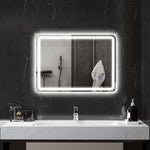 Bathroom Mirror with Lighting, LED, Bluetooth, Anti-Fog, Silver