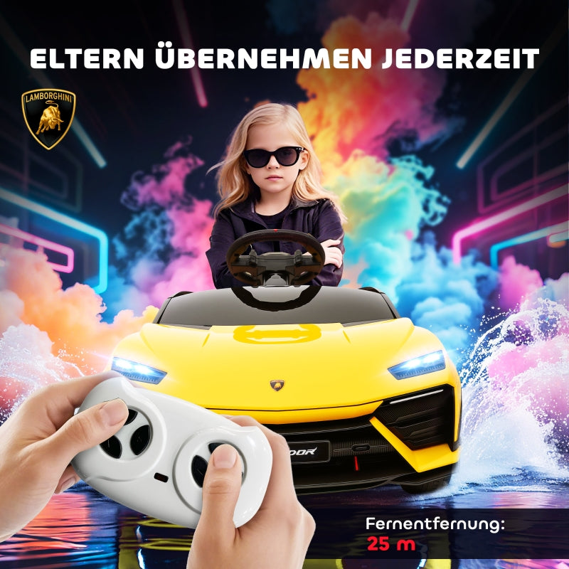Children's Electric Car with 12V Remote Control and 2 Motors, Yellow