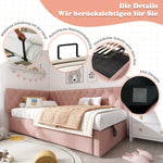 Upholstered Daybed, 90x190cm Sofa Bed with Hydraulic Storage, Velvet Pink